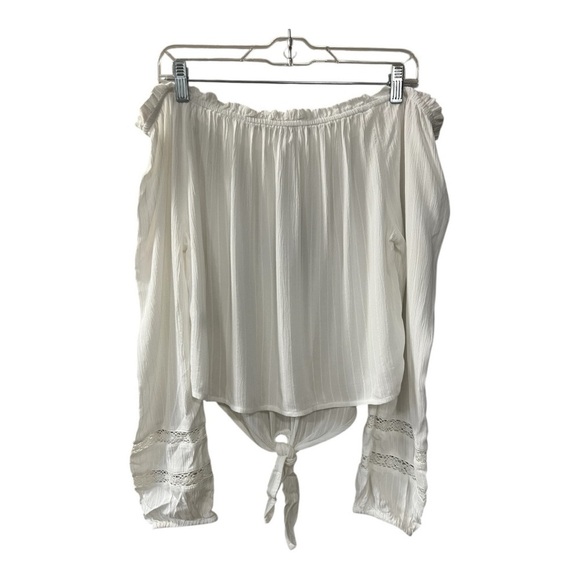 T. Rose White Off The Shoulder Crop Blouse NWT Size L - Picture 5 of 11